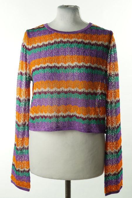 Sweterek ażurowy w kolorowe paski 