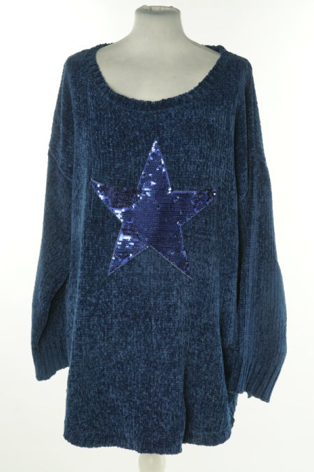 Sweter granatowy z cekinową gwiazdką