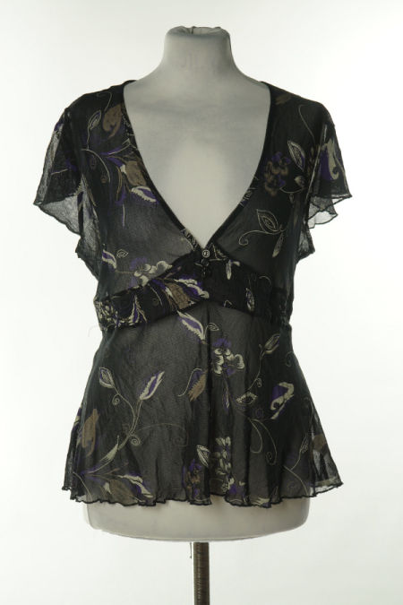 Bluzka czarna w kwiaty, prześwitująca