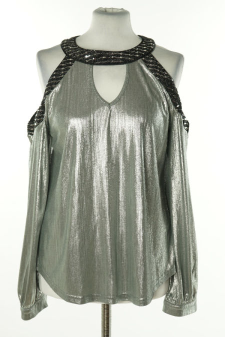 Bluzka srebrna z cekinowym wykończeniem