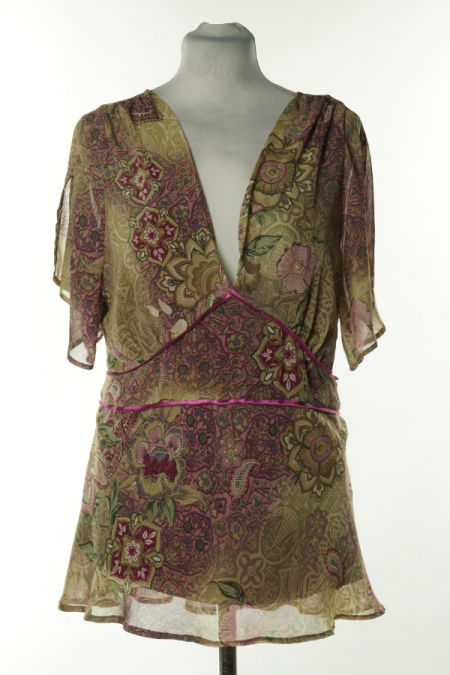 Bluzka beżowo-różowa w kwiaty