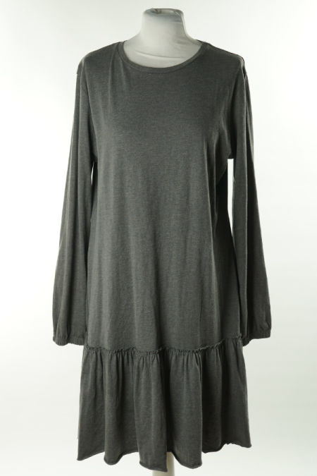 Sukienka szara gładka z falbanką