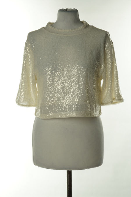 Bluzka cekinowa kremowa, H&M