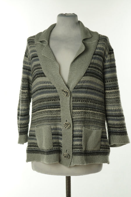 Kardigan szary w paski z krótkim rękawem