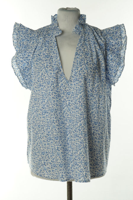 Bluzka biała w niebieskie kwiatki, H&M