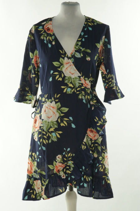 Sukienka kopertowa granatowa w kwiatki