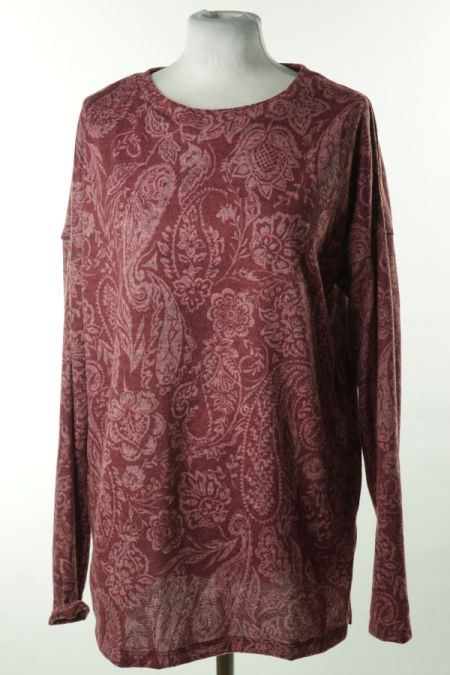 Bluza bordowa w różowe wzory i kwiaty