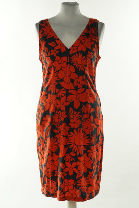 Sukienka granatowa w czerwone kwiaty