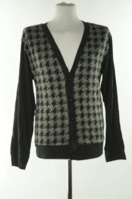 Kardigan sweterkowy czarno-szary bawełniany