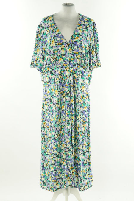 Sukienka fioletowo-beżowa w kwiatki