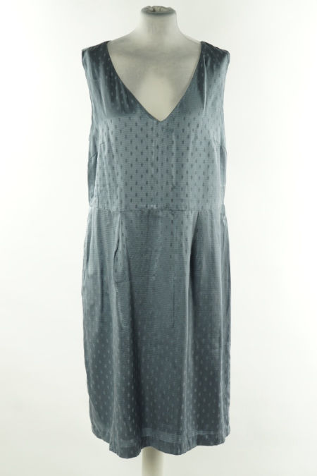 Sukienka jedwabna niebiesko-szara w drobne wzory