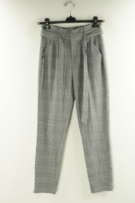 Spodnie z paskiem szare kratka