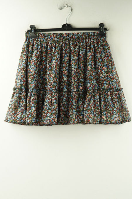 Spódnica czarna w drobne kolorowe kwiatki