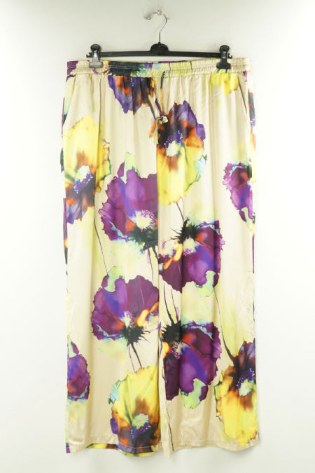 Spodnie beżowe w duże kwiaty