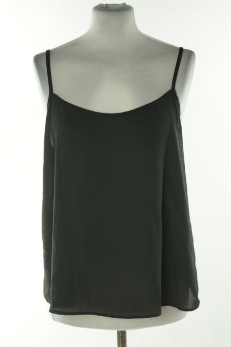 Bluzka czarna gładka na cienkich ramiączkach