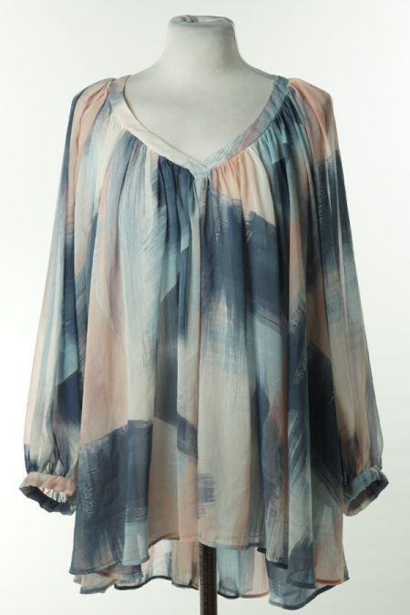 Bluzka prześwitująca niebiesko - różowa