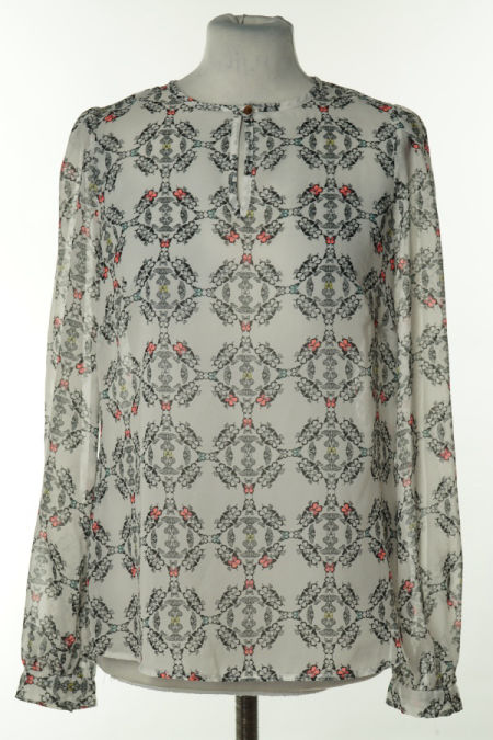 Bluzka prześwitująca biała w motyle