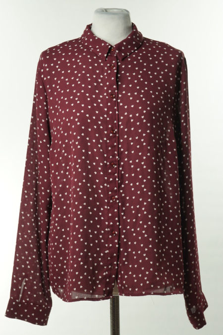 Koszula bordowa w białe serca