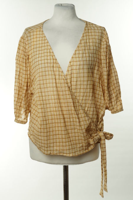 Bluzka z wiązaniem kraciasta w odcieniach żółci Primark
