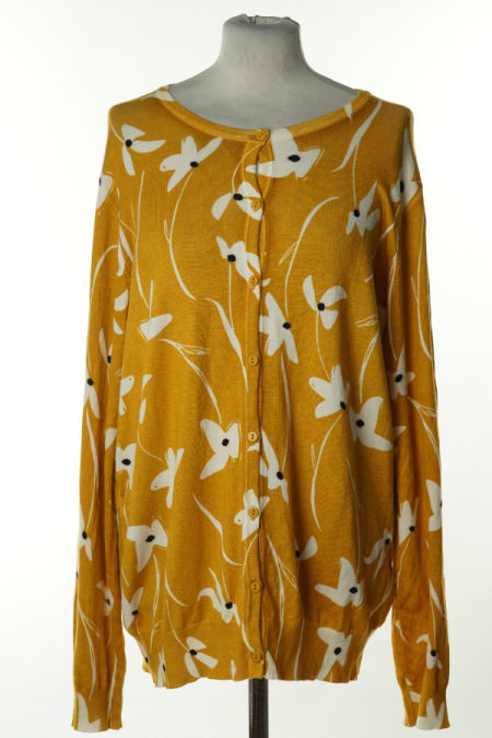 Kardigan żółty w białe kwiaty