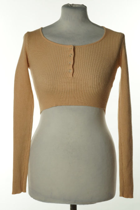 Top sweterkowy beżowy prążkowany