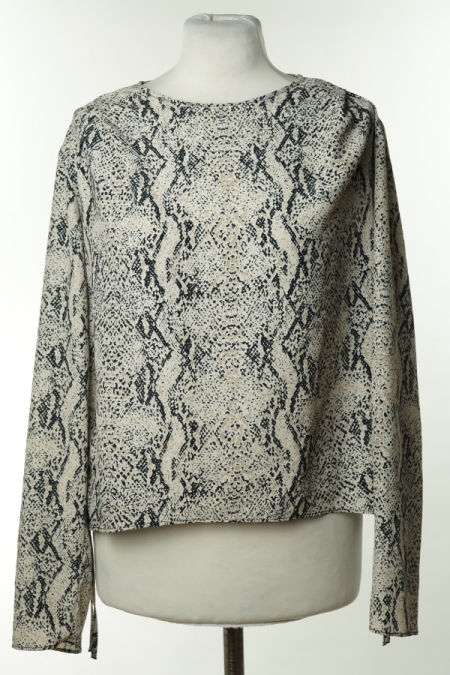Bluzka ze ściągaczami szara wężowy wzór