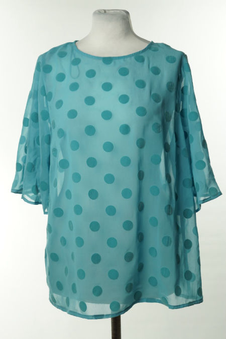 Bluzka prześwitująca niebieska w niebieskie kropki