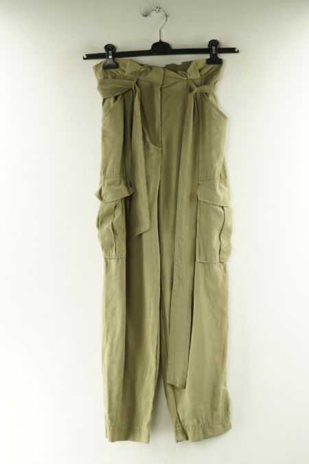 Spodnie zielone materiałowe z paskiem, H&M