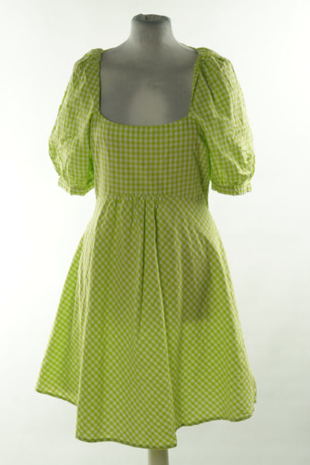 Sukienka biało-zielona w kratkę bawełniana