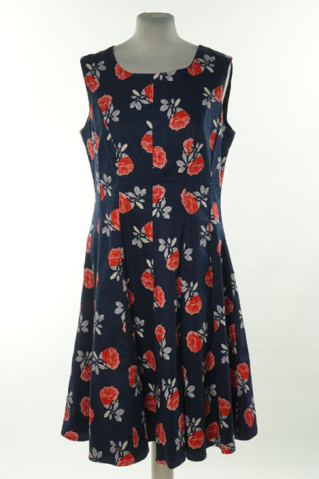 Sukienka granatowa w czerwone kwiaty