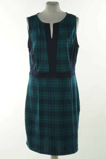 Sukienka zielono-granatowa w kratkę