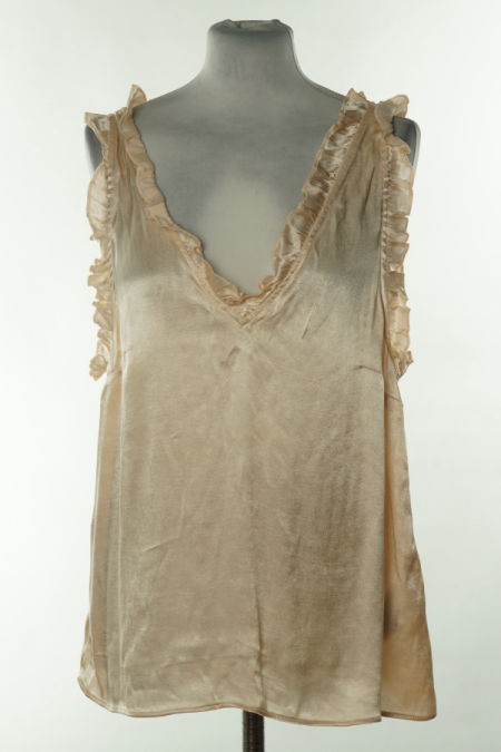 Bluzka beżowa na ramiączkach z falbankami