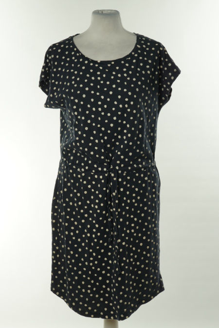 Sukienka granatowa w beżowe groszki, 100% bawełna