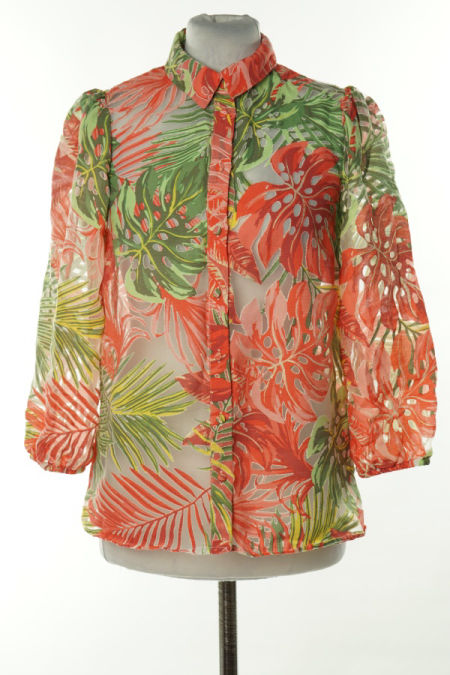 Koszulka zielono-łososiowa w liście