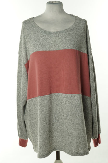 Bluza szara z różowym paskiem