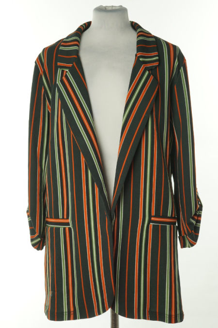 Narzutka czarna w pomarańczowe paski