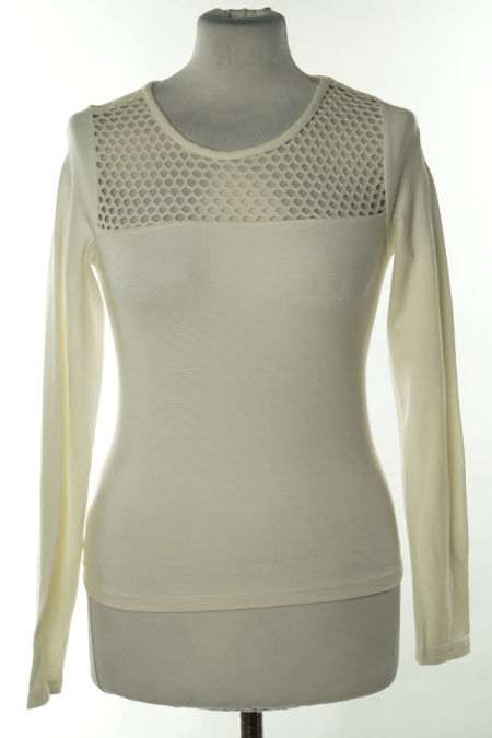 Bluzka kremowa z ażurową wstawką