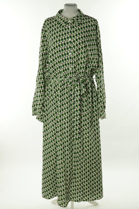 Sukienka zielono-czarna z kołnierzykiem