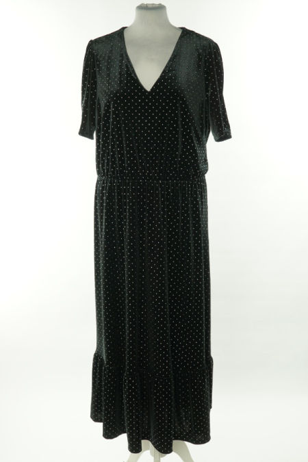 Sukienka czarna welurowa w drobne dżety