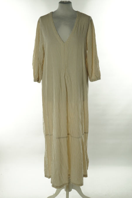 Sukienka biało-beżowa w paski