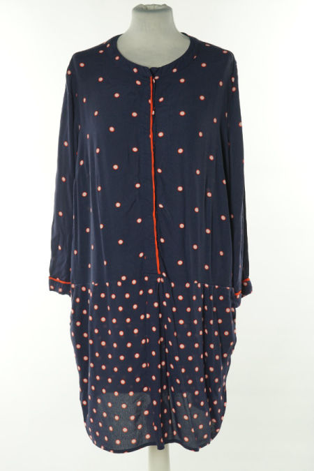 Sukienka granatowa w czerwono-białe kropki