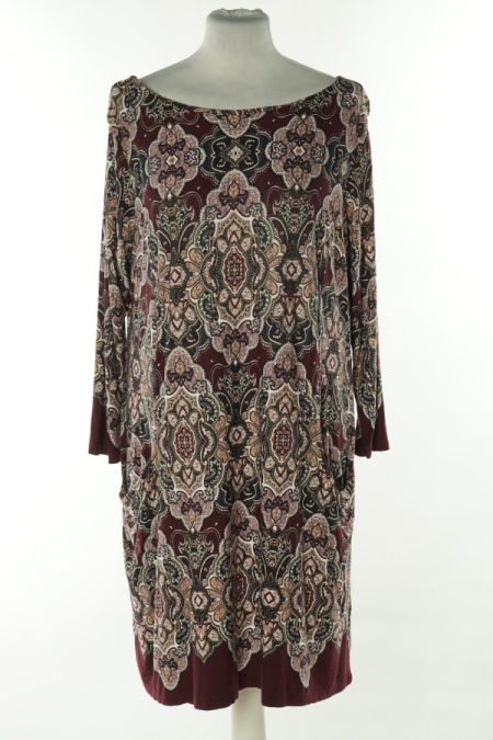Sukienka bordowa wzorzysta