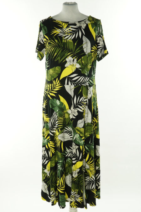 Sukienka czarna w zielone liście