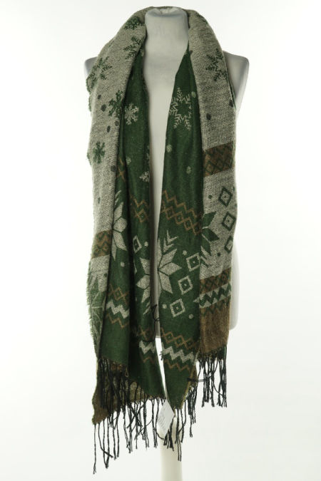 Szal zielono-szary wzorzysty