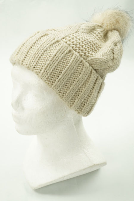 Czapka beżowa z pomponem, H&M