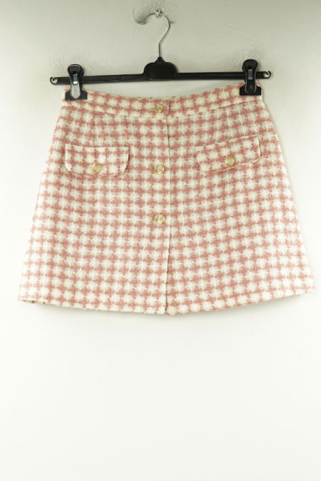 Spódnica biało-różowa w kratkę