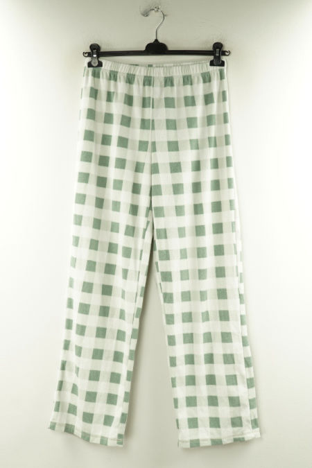 Spodnie piżamowe biało-zielone w kratkę