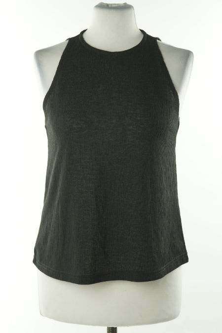 Bluzka czarna na cienkich ramiączkach, MANGO