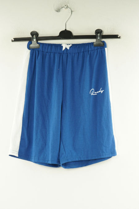 Krótkie spodenki dresowe niebieskie z białym paskiem