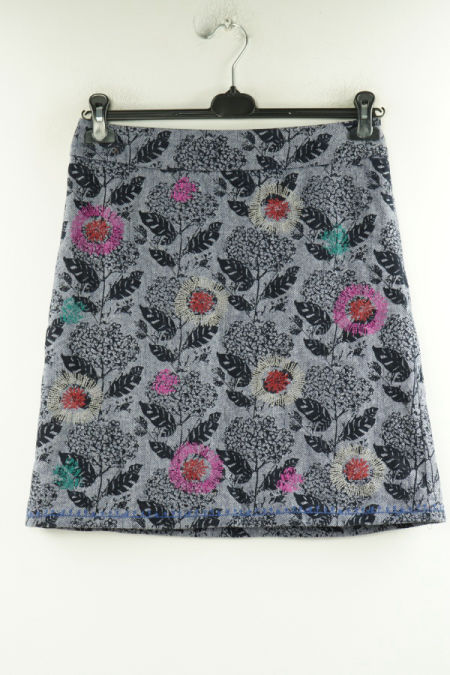 Spódnica sweterkowa granatowa w rośliny